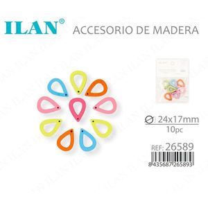 Perline in legno a goccia Ilan 24x17mm 10 pezzi per la creazione di abiti e artigianato - Product Image 1