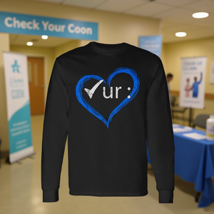 T-shirt à manches longues Check Your Colon Blue Heart pour la sensibilisation au cancer du côlon - Product Image 3