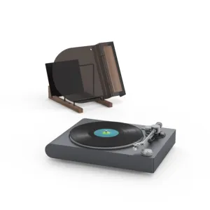 Novo BT multifuncional gramofone toca-discos de vinil com tampa contra poeira