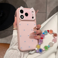 Coque de téléphone en acrylique avec design oreilles de chat mignonnes, dégradé, pour filles, antichoc, protection de l'appareil photo, compatible avec iPhone 13-18
