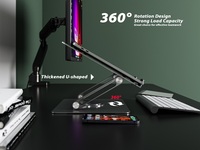 Support pour ordinateur portable NBJOHSON, réglable, base rotative à 360°, design ergonomique, pliable, portable, en acier carbone, dimensions