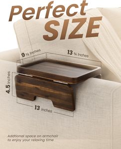<span class=keywords><strong>Accoudoir</strong></span> de canapé en acacia avec support de téléphone rotatif à 360 ° Table d'appoint de canapé en bois - Product Image 3