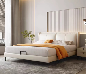 Rangement moderne italien de luxe pour lit King en cuir Style doux pour hôtel villa meubles de chambre à coucher disponibles Double Queen pour usage domestique - Product Image 1