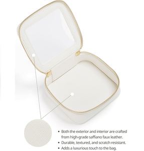 Small Cosmetic <b>Bag</b> for Purse Mini Makeup <b>Bag</b> Cute Clear <b>Make</b> <b>up</b> Pouch for Travel Leather White <b>Make</b> <b>up</b> - Product Image 3