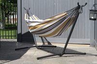 Hamac moderne en corne de chèvre GOURD Mobilier d'extérieur portable en coton pour chambre à coucher, salon, salle de sport, camping, construction en bois et coton