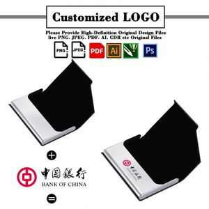 Estuche para Tarjetas de Visita de Cuero PU y Aluminio Inoxidable para Hombre y Mujer, Porta Tarjetas de Presentación Personalizado - Product Image 2