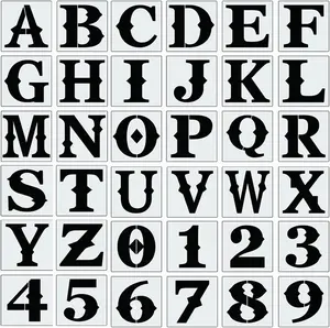 36Pcs Alfabet Letter Aantal Sjablonen Herbruikbare 6 Inch Brief Stencils Voor Schilderen Op Hout
