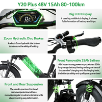 Bicicleta Eléctrica YANGOR Y20 Plus, 48V 250W, Suspensión Completa, Neumáticos Anchos, Bicicleta de Montaña Eléctrica