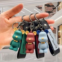 Pendentif en acier inoxydable motif Ours Nordique de dessin animé, petit et stylé, porte-clés amusant pour sac à dos, cadeau et ornement pour couple
