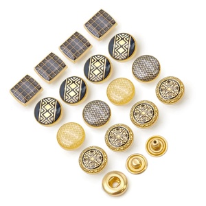 Classic Metal Shank <b>Buttons</b> with Embossed Logo Diamond Pattern Round Nickel-Free Gold Plated - Product Image 4