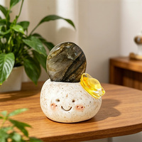 Figura de Cristal con Cara Sonriente, Mini, Adorno de Piedra Natural Curativa, Muñeco Adorable para Decoración del Hogar u Oficina, Regalo Reiki, Venta al Por Mayor