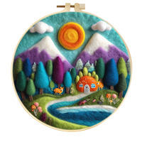 Kit de Bricolage en Feutre de Laine ChangxuTextile, Peinture Décorative Temu, Ornement Artistique Anti-Stress à Piquer, Style Loisirs à Domicile