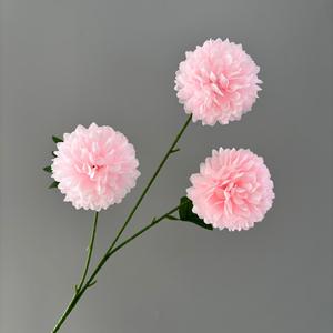 Fleurs artificielles de chrysanthème boule à 3 têtes en soie pour mariage et décoration intérieure, design cristal boule d'oignon, tige unique, vente en gros - Product Image 4