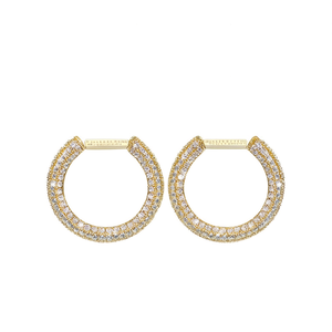 Orecchini a Cerchio Placcati Oro per Donne, con Cristalli e Strass, Design Trendy per Feste, Gioielli alla Moda con Finitura in Oro 18K - Product Image 1