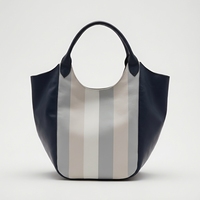 Sac fourre-tout en cuir PU avec imprimé rayures verticales, grand sac à main pour femme, sac à bandoulière décontracté pour tous les jours, logo personnalisé