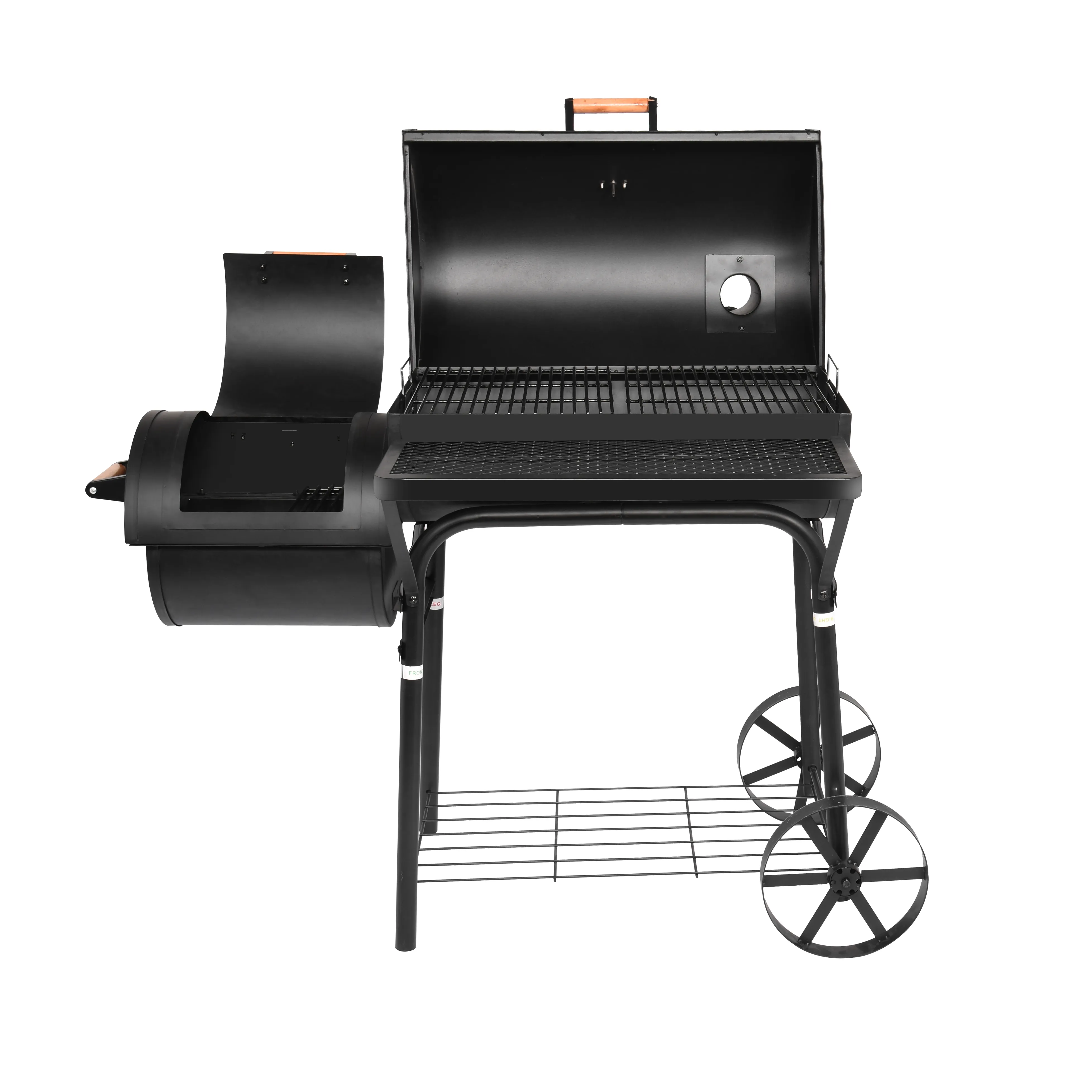 Tamburo per carne resistente barile di pozzo barbecue commerciale griglia a carbone Offset fumatore nero cucina per feste pittura in metallo OEM stile oggetto