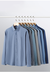 Camisa de Manga Larga con Botones para Hombre, Estilo Casual de Negocios, Transpirable, Primavera-Otoño, 100% Algodón, Tela a Cuadros y Rayas - Product Image 4