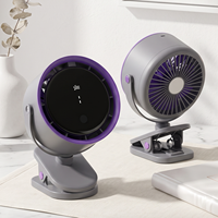 Ventilateur à pince rechargeable 5 vitesses, ultra silencieux, fort débit d'air, avec affichage numérique