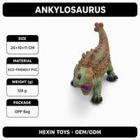 Jouet dinosaure Ankylosaurus en PVC écologique vert-brun 24x10x11cm, accessoire pédagogique pour enfants, décoration de bureau