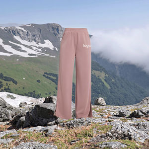 Pantalon de survêtement d'hiver pour femme en molleton personnalisé, taille mi-haute, coupe ample, devant plat, jambe large, coupe oversize, jambe droite, style sportif - Product Image 3