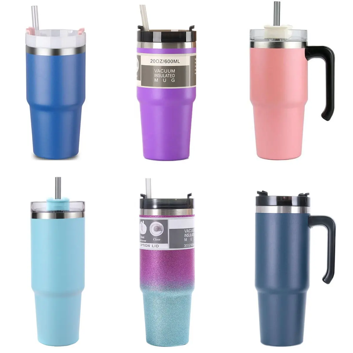 30oz bpa-frei hohe qualität isoliert doppelwandig 20oz 20oz trinkbecher mit klappstrohdeckel griff