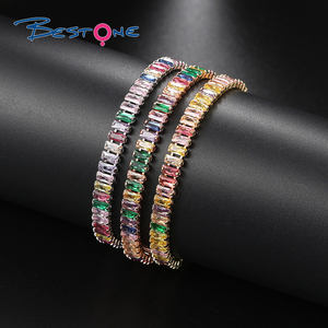 Hip Hop 2.5*5mm Geometric Random Iced Out Aaa <b>Cubic</b> <b>Zirconia</b> Tennis <b>Bracelet</b> Choker Necklace Set Bridal Wedding Jewelry Women - Product Image 3