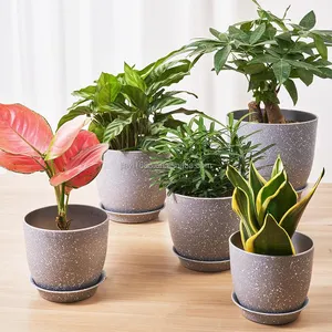 Plant Pot Plastic Wholesale Nordic Marble Indoor Garden Decorative Plastic Plant Flower Pots For Plants