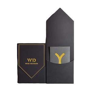 Enveloppe Portefeuille en Carton Noir Recyclé Personnalisée pour Carte Clé d'Hôtel avec Logo en Feuille d'Argent – Emballage Cadeau Premium en Gros - Product Image 1
