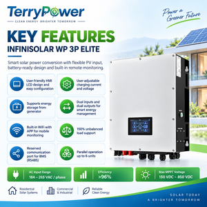 Convertisseur solaire hybride triphasé 8KW/10KW/12KW/15KW IP66, convertisseurs solaires MPPT, convertisseur solaire hybride 48V - Product Image 2