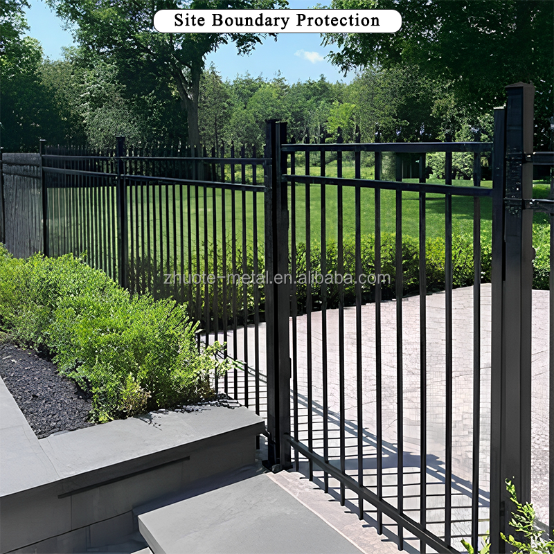 Square Rube Anti-Climb Steel Fence Panel Powder Coated Metal Picket Barrier Square ...