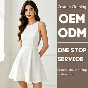 Vendita all'Ingrosso di Abbigliamento Casual, Articoli Popolari, Nuovo Abito Bianco Corto Sexy Senza Maniche con Schiena Scoperta per Donne - Product Image 1