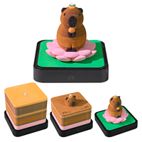 Bloc-notes panoramique Lotus Capybara 2027 avec figurine de capybara marron, notes en papier découpé, base noire lumineuse, pour notes quotidiennes