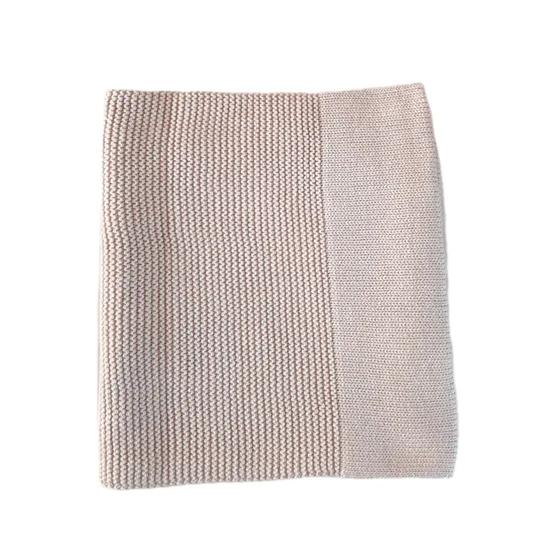 Custom soft plain 100% Organic bamboo cotton cable knitted baby blanket for boys and girls