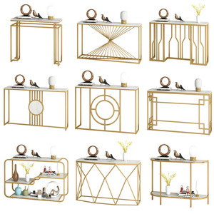 Home Furniture Living Room <strong>Rectangle</strong> Side <strong>Tables</strong> Gold Legs Marble Top <strong>Entryway</strong> <strong>Table</strong> Console - Product Image 5