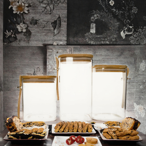 Contenants de stockage alimentaire modernes en verre borosilicate épais avec couvercles hermétiques et cuillères, grande capacité pour l'organisation du garde-manger de cuisine - Product Image 2