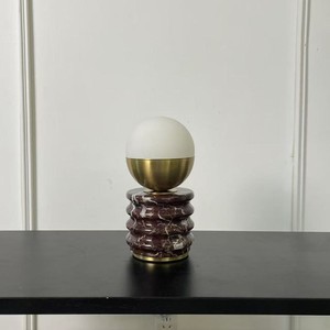 Lámpara de Mesa Sylvia, Mármol Rojo Púrpura, D15 H24.5cm, Fuente de Luz LED, Base E27, Control de Interruptor, para Dormitorio, Estudio, Hotel - Product Image 2