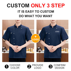 Chaqueta de Chef con monograma clásico Personalizar Chaqueta de Chef ajustada para mujer Uniforme de Chef corto - Product Image 3