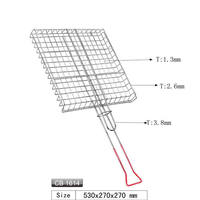 2024 nouveau produit fer maille Steak grille Net Camping Simple et commodité extérieur fil BBQ viande grill panier avec poignée en plastique