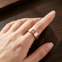 Cincin Terbuka Magnetik Tembaga Murni Pola Hati, Dapat Disesuaikan, Terapi Magnet, Ukiran Khusus, Unisex