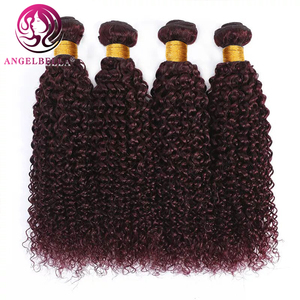 Mechones de cabello humano virgen brasileño Remy, color rojo Burg, extensión de cabello humano rizado con ondas de agua - Product Image 4