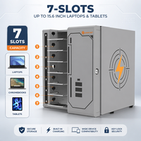 Armoire de charge pour tablettes sécurisée en acier SPCC avec verrouillage par clé, 7 emplacements, 45W Type-C PD3.0, charge rapide, montage mural, pour salle de classe