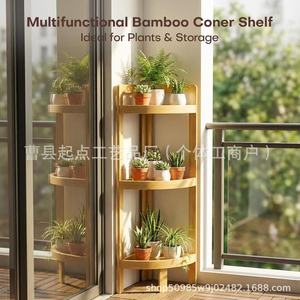 Estante de almacenamiento de tres niveles para baño, de madera, con forma triangular, duradero y multiusos, para artículos de tocador y plantas suculentas - Product Image 5