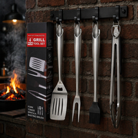 Ustensiles de barbecue écologiques de qualité supérieure, 4 pièces, poignée en TPR professionnelle, compatibles lave-vaisselle, en acier inoxydable, pour barbecue