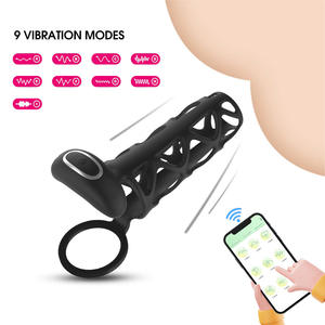 9-Frequenz App-Fernbedienung Männlicher Prostata-Cockring Schwarz Neues Design Cockring Kondom Vibrator für Männer Modisch - Product Image 4