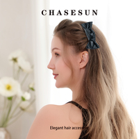 Pinces à cheveux automatiques françaises élégantes pour femmes cheveux épais cheveux longs Barrettes porte-queue de cheval grand fermoir PU Hairgrip coton