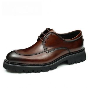 New High-end Leather Men's Formal Dress <b>Shoes</b> with <b>Height</b> <b>Increasing</b> Feature-business <b>Shoes</b> Autumn Breathable - Product Image 1
