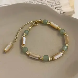 Neuer chinesischer Stil weiße Schmetterlingsschalen bambus Perlen Jade-Armband für Damen Nische Perlenarmband modeschmuck