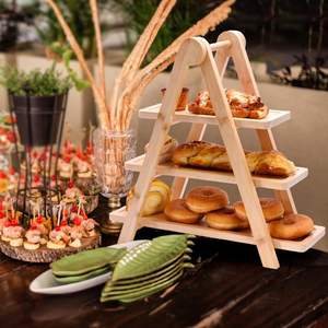 <span class=keywords><strong>Plateau</strong></span> de service en <span class=keywords><strong>bois</strong></span> à 3 niveaux, simple et moderne, pour gâteau et snack, présentoir pour fête et Thanksgiving - Product Image 2