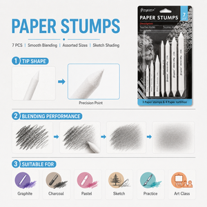 Giorgione 7 Pièces Tortillons en Papier Professionnels pour le Dessin, le Fusain et le Pastel – Fournitures Artistiques - Product Image 4