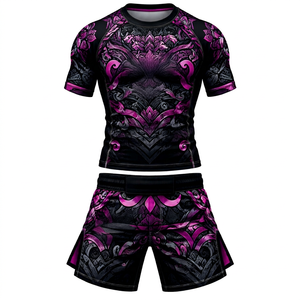 Nuevo Diseño de Conjunto de Rashguard para MMA y BJJ, Top de Compresión con Estampado Personalizado y Pantalones Cortos a Juego, Ropa de Entrenamiento para Jiu Jitsu y Gimnasio - Product Image 1